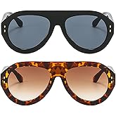 mincl Popular Fashion Pilot Sunglasses Women Shades UV400 Retro Rivets Decoration Gradient Trending Men Round Sun Glasses