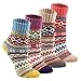 Hippih 5 Pairs Socks Womens Vintage Style Winter Thick Knitting Warm Wool Crew