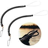 2 Pcs Spearfishing Shock Cord Speargun Shock Cord Spear Fishing Equipment | Black Speargun Shooting Line with Stainless Steel Snap Swivel Pigtail for Avoiding Losing Catch, 16 Inch Long