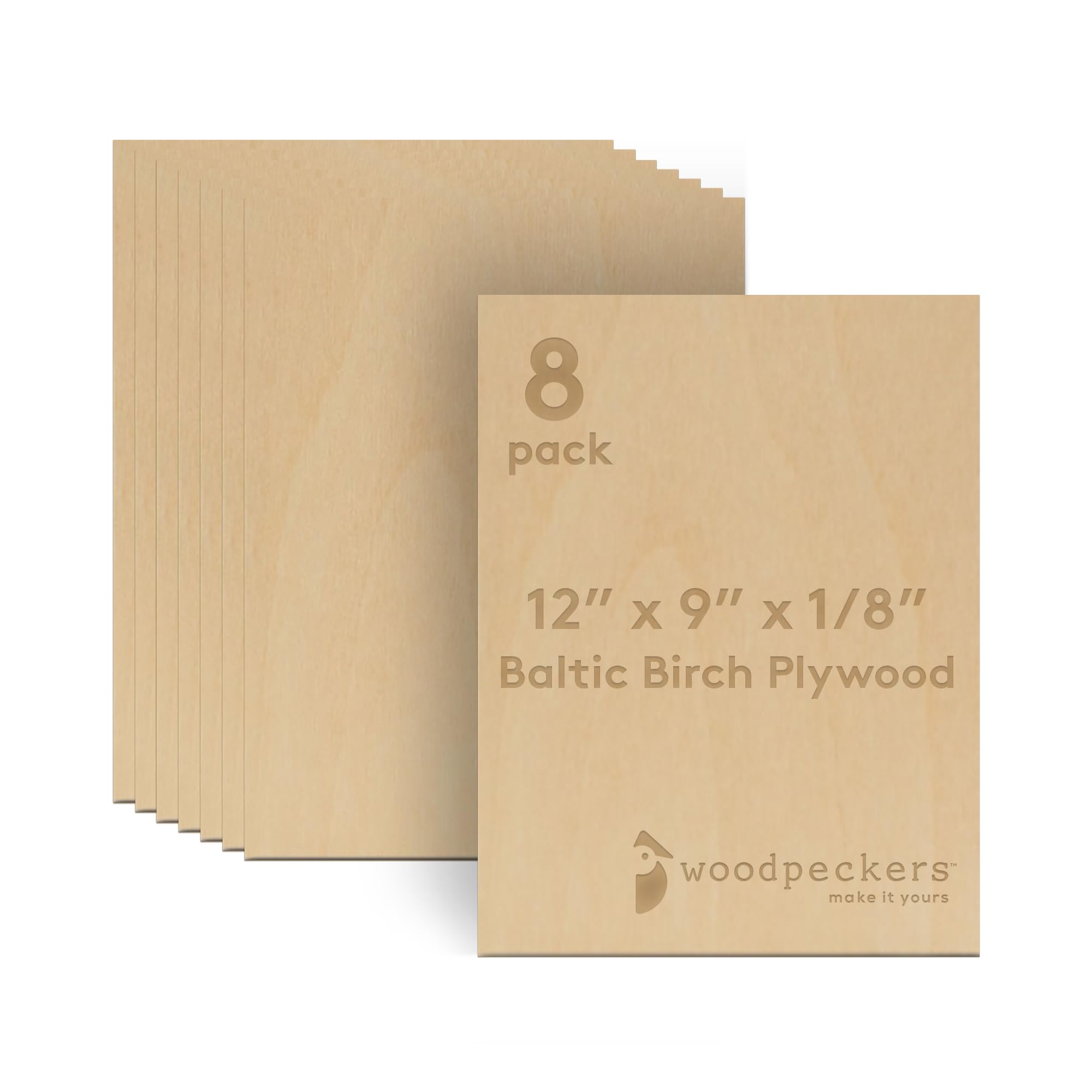 Photo 1 of ***PRECUT CNC PLYWOOD CAN BE USED FOR PARTS*** 3 mm Baltic Birch Plywood 1/8 x 9 x 12 Inch, Box of 8 B/BB Grade Craft Wood, Stronger Than Basswood Sheets, for Laser, CNC Cutting and Wood Burning, by Woodpeckers