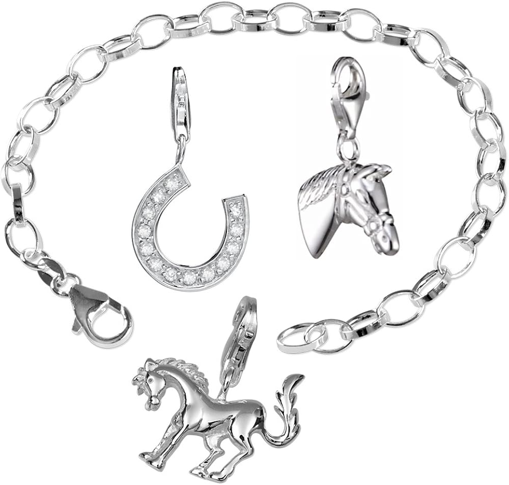Collana In Argento Sterling Con Pendente A Cavallo In Pietre CZ