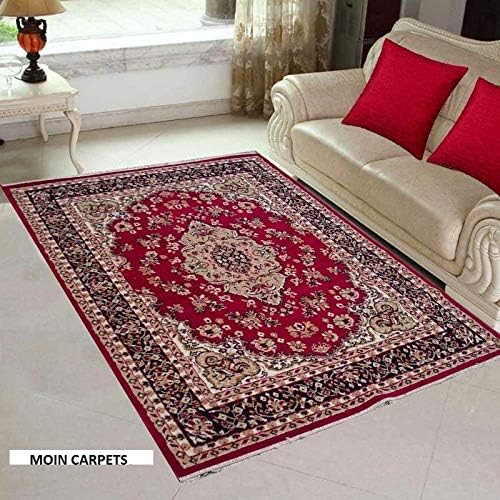 Moin Carpets Floral Traditional Carpet (Red, Acrylic, 5 X 7 Feet)
