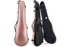 WUQIMUSC Violin Hard Case 4/4 full size Light weight Carbon fiber hard shell Sturdy Protective Violin Flight Case with Adjustable Backstraps and Convenient Locking Buckle, 1.54kg, RosePink