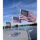 Boat Flag Pole with Rod Holder Mount by Boat Trix Fiberglass Flagpole, 7/8 Inch Diameter, Thick Wall, Durable with Stainless Steel Hardware and Soft Grip, Including Bungee Cord Retainer