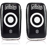 Fairtex Curved Muay Thai Pads, Kickboxing Punching Kicking Striking Shield | Handcrafted cowhide leather with thick foam. Dual forearm support straps assist trainer holding during self-defense drills.