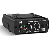 JCANOL Personal in Ear Monitor System Headphone Amplifier with XLR and TRS Input, 3.5mm Output with Mono and Stereo Switch Mix Panning, Sturdy Housing with Belt Clip