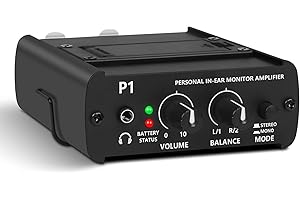 JCANOL Personal in Ear Monitor System Headphone Amplifier with XLR and TRS Input, 3.5mm Output with Mono and Stereo Switch Mix Panning, Sturdy Housing with Belt Clip