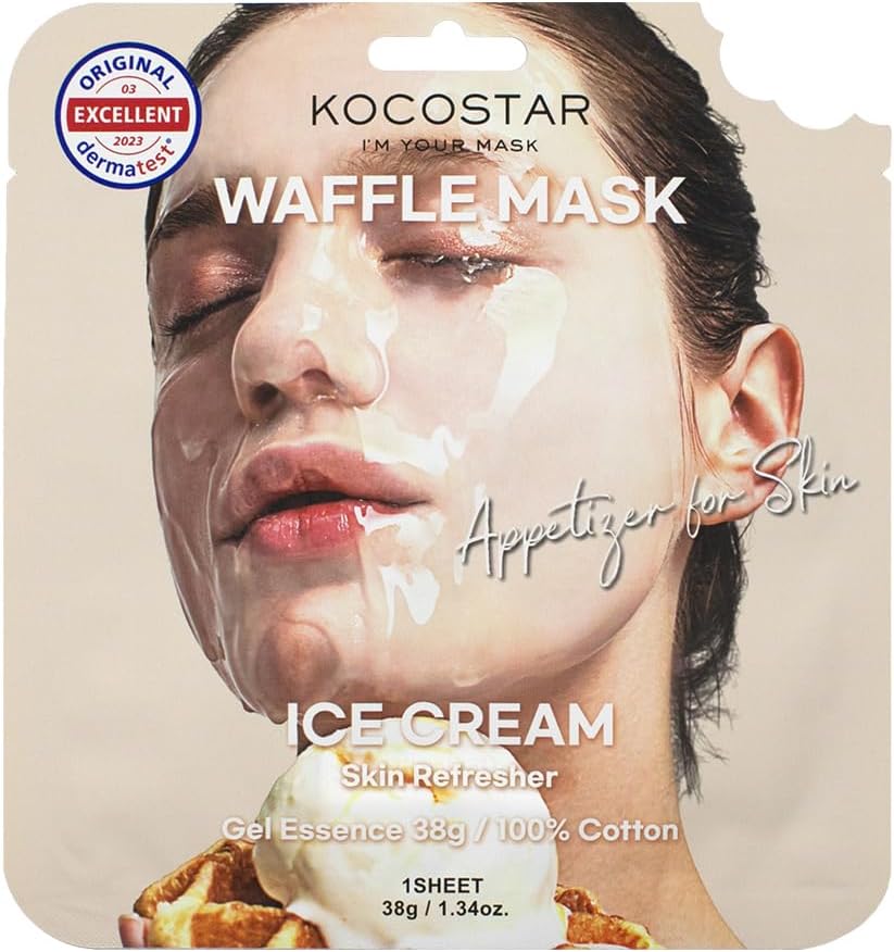 KOCOSTAR Waffle Gel Essence Sheet Mask 40g Ice Cream - Single Mask