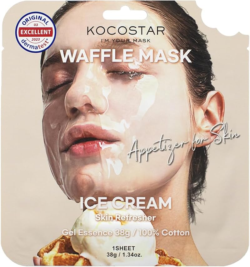 KOCOSTAR Waffle Gel Essence Sheet Mask 40g Ice Cream - Single Mask