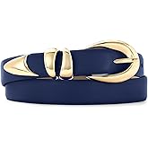 RISANTRY Black Leather Belt for Women Stylish Design with Gold Buckle Ladies Black Belt Perfect for Jeans Dresses