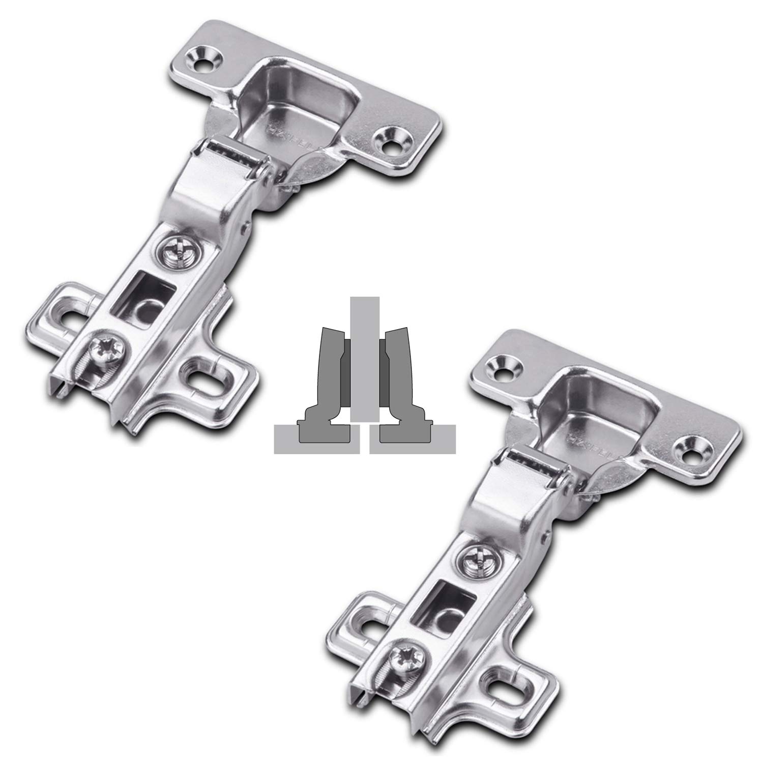 HAFELE 110 Degree Kitchen Cabinet Cupboard Door Hinge Half Overlay with Slide on Arms Automatic Closing Spring Without Soft Close Cushioning, Pack of 2