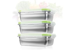 SYAMEET 3 Pack 304 Stainless Steel Food Storage Containers with Lids(850ML)- Airtight, Stackable & Nestable Meal Prep Contain