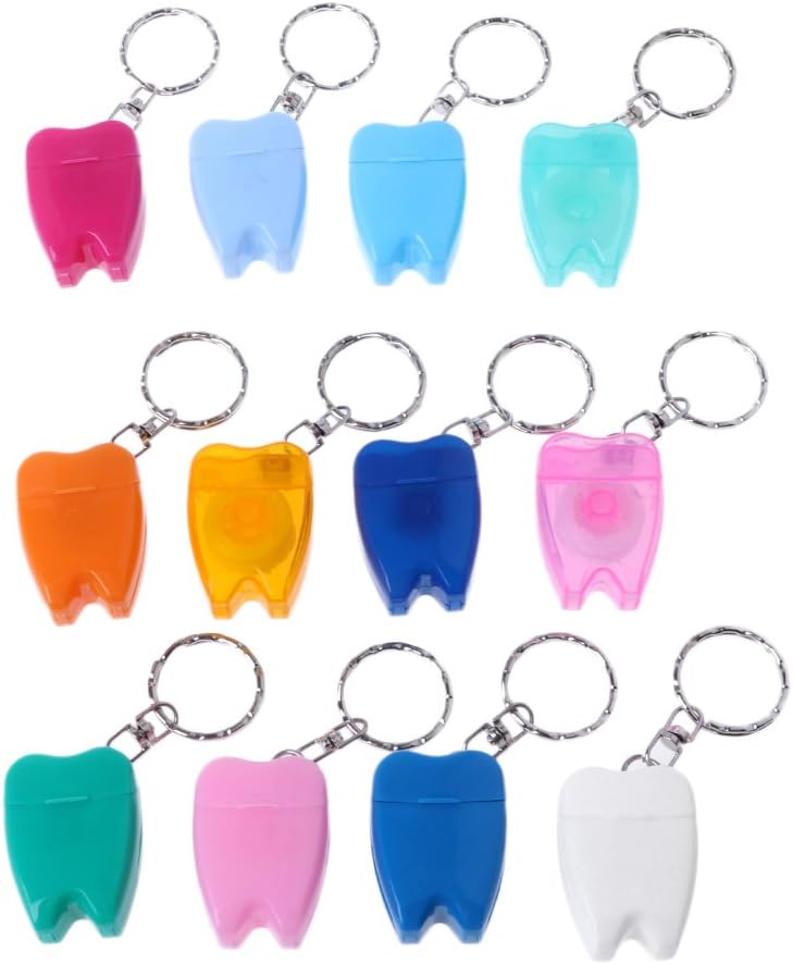 SYlive Portable Tooth-Shaped Key Chain Type Flat-Line Dental Floss Gum Care