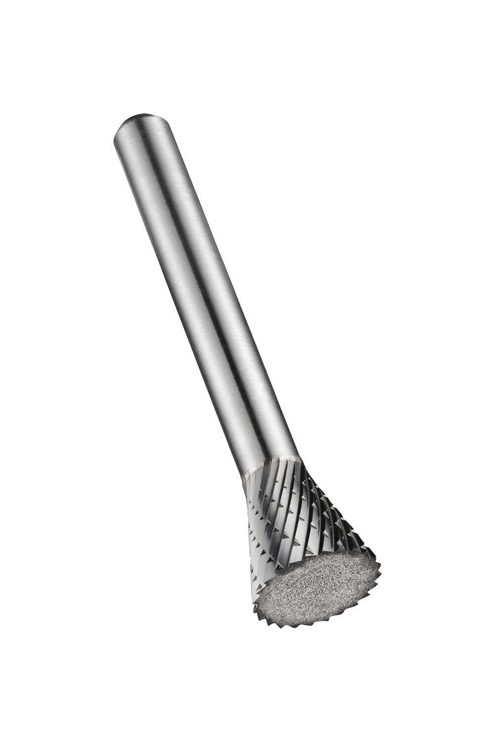 Dormer P825 Rotary Carbide Burr, Inverted Cone Shape, Double Cut Geometry, Bright Finish