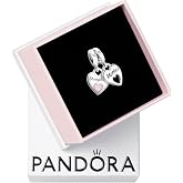 PANDORA Double Heart Split Dangle Charm | Sterling Silver &amp; Enamel, Jewelry for Women with Gift Box, Compatible with PANDORA Moments