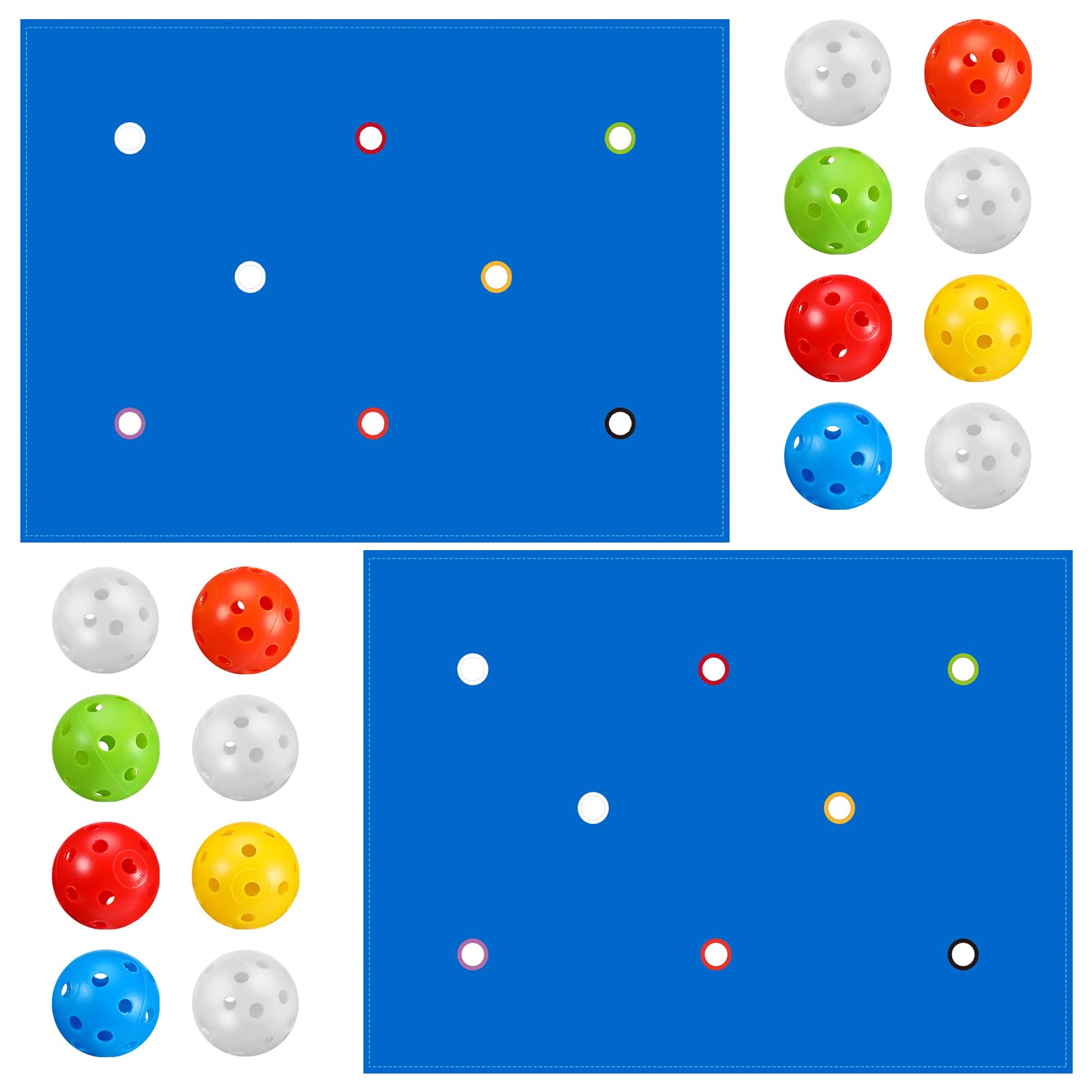 Photo 1 of Tradder 2 Set Hole Tarp Team Building Game 85 x 57 Inches Learning Fun Team Building Games for Work with 16 Pcs Ball for Teamwork Group Activities(Blue)