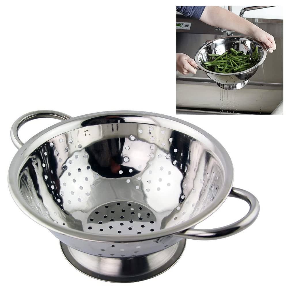 Twin Handled COLANDER -Pasta DRAINER, Wash Fruit & Veg, STEAMER Basket, STRAINER Basket, Sieve & Serve (24cm TWIN Handle Colander)