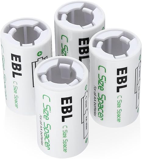 Amazon Com Ebl C Size Battery Adapters To C Size Battery Spacer Converter Case Use With Rechargeable Battery Cells 4 Pack Electronics