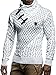 Leif Nelson Men's Knitted Winter Pullover with Shawl Collar Sweater with Geometric Pattern Hoodie Sweatshirt Slim Fit Long Sleeve LN5255 Ecru Grey Small