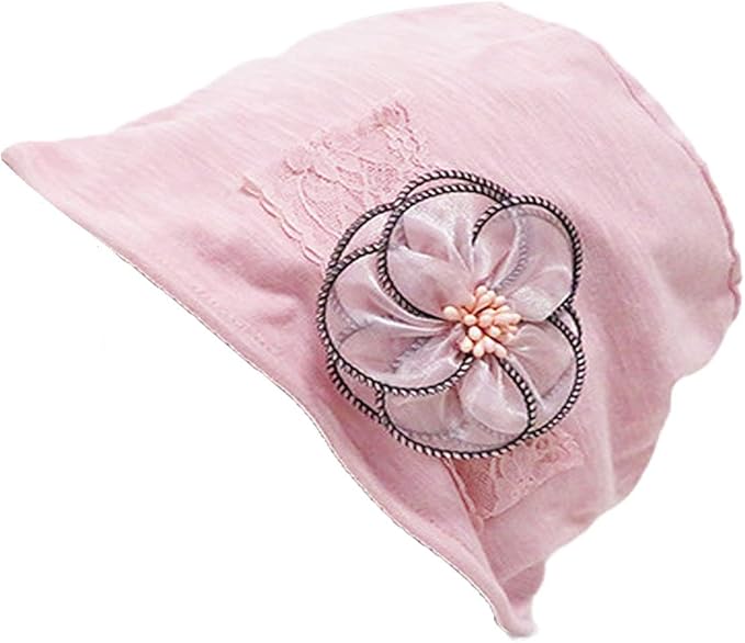 Amazon 抗がん剤治療帽子 抗がん剤治療用帽子 ケア帽子にも お出掛けもオシャレに レディース帽子可愛い花コサージュ付き 日除け帽子 肌触り良いコットン100 フリーサイズ 裏メッシュ素材 ピンクプリンセスのんの 帽子 通販