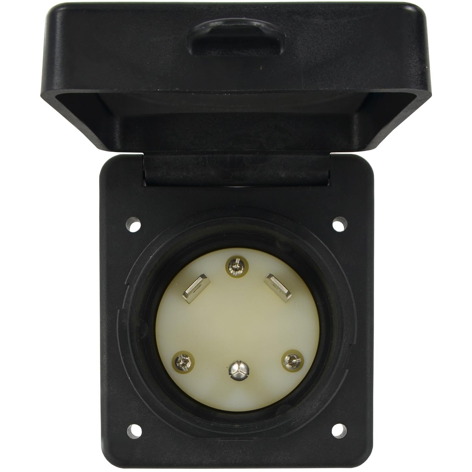 Conntek 80458-SQBK RV 30-Amp Straight Blade Black Squire Cover RV/Marine Inlet