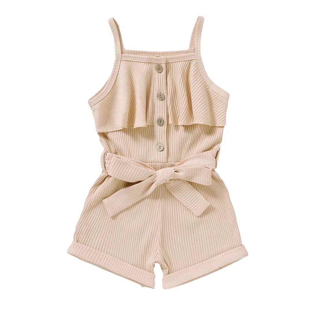 Photo 1 of Tepuce 4 Year Old Girl Clothes Toddler Little Girl Sleeveless One Piece Halter Romper Casual Summer Jumpsuit?Apricot Suspender Dress 4-5T/120cm