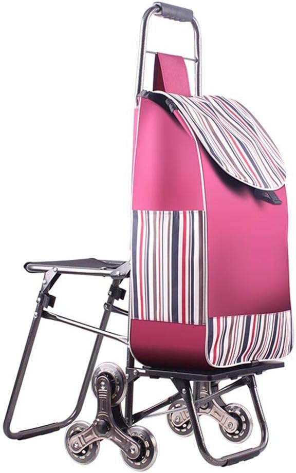 Trolley Stair Climbing Multipurpose Dolly Folding Utility Cart with Built-In Seat for Laundry, Grocery, Shopping and More