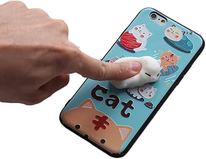 Amazon Co Jp Happyハッピー耳 かわいい Iphone6 6s 6plus 6s Plus 7 7plus専用ケース 猫柄 柔らかい低反発猫 ストレス解消スクイーズ付き 落下防止 Iphone7 Plus ブルーcat 白猫 家電 カメラ