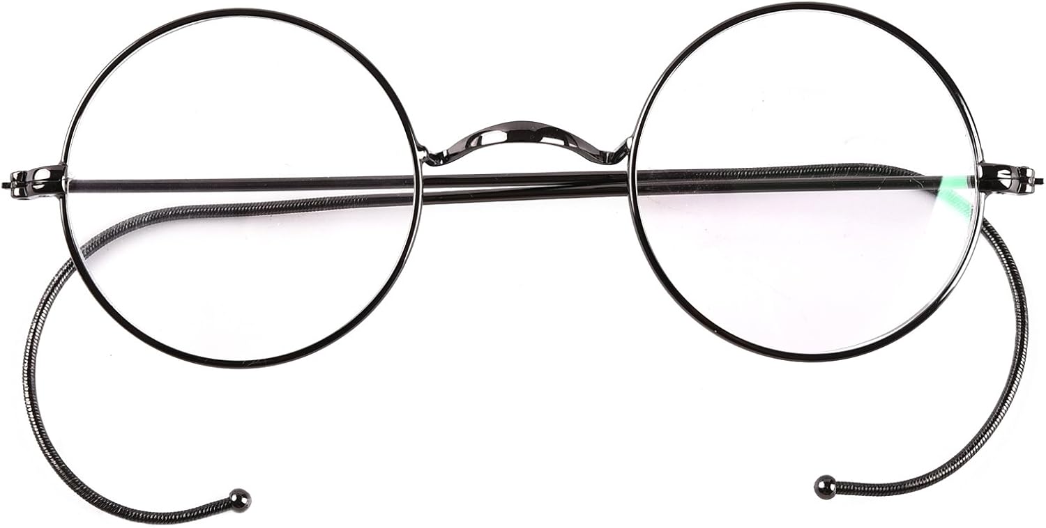 Agstum Round Wire Rim Prescription Ready Glasses Frame Without Nose Pads 39mm (Gunmetal, 39