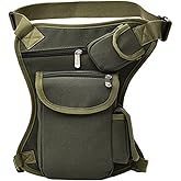 FiveloveTwo Small Multi-Purpose Drop Waist Leg Bag Canvas Utility Tactical Hip Molle Pack Sport Camping Hiking Motorcycle Racing Thigh Pouch Army Green
