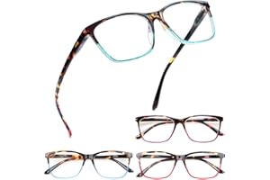 Henotin 4 Pack Ladies Reading Glasses Blue Light Blocking Spring Hinge Readers Anti Eyestrain Computer Eyeglasses (Multicolor, 1.25)