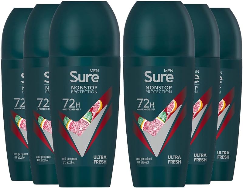 Sure Men Antiperspirant Roll On 72H Nonstop Protection Ultra Fresh 50ml Pack of