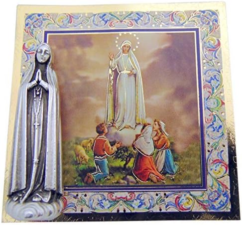 Our Lady of Fatima Mini Saint Gift Set Tiny 1 Inch Long Statue & Prayer Card
