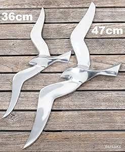 Gaviotas Decoración De Pared Aluminio Niquelado PÁJARO MODELO 36cm