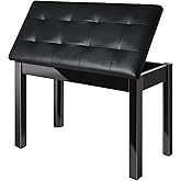 AODSK Wooden Duet Piano Bench with Padded Cushion and Storage Compartment for Music Books 29.13''x12.99''x18.11''(Black) (Duet Piano Bench)