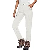 MAGCOMSEN Women's Fleece Lined Winter Hiking Waterproof Insulated Outdoor Snow Ski Softshell Pants for Cold Weather