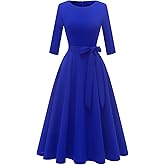 DRESSTELLS Cocktail Dresses for Women, Vintage Wedding Guest 3/4 Sleeves Formal Church Tea Dress