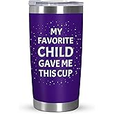 TEEZWONDER Christmas Birthday Gifts for Mom from Daughter Son - Favorite Child 20 oz Stainless Steel Insulated Coffee Tumbler with Lid - Mothers Mama Birthday Gifts, Funny Tumbler for Women