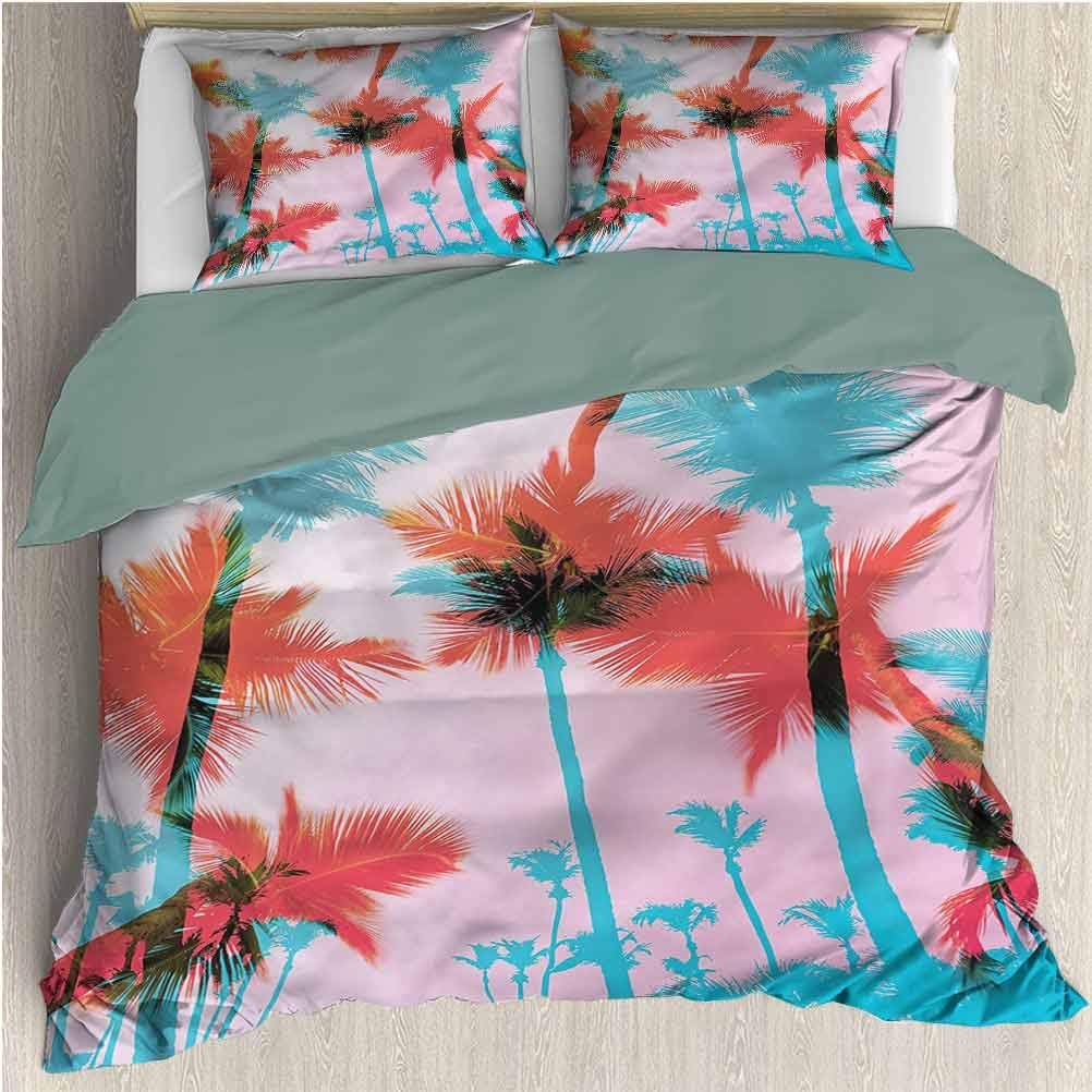 HELLOLEON Tropical Extra Large Quilt Cover Palm Tree Silhouettes Can be Used as a Quilt Cover