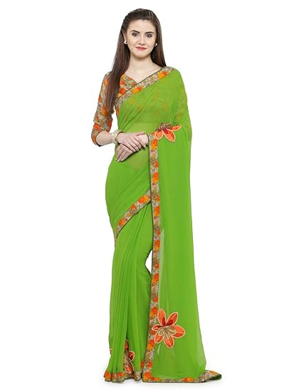 Green Georgette Printed Saree (SHIKHA105SSSR001T_Green)