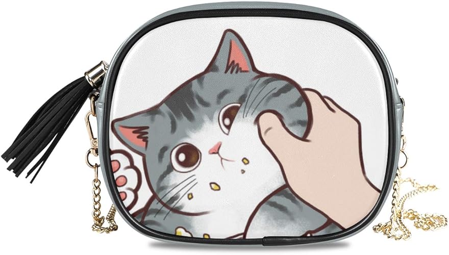 Amazon Fohoo ショルダーバッグ チェーン レディース おしゃれ 猫柄 グレー 面白い ミニポシェット 斜めがけ ワンショルダー Pu 大容量 小さめ 通勤 通学 プレゼント用 ショルダーバッグ