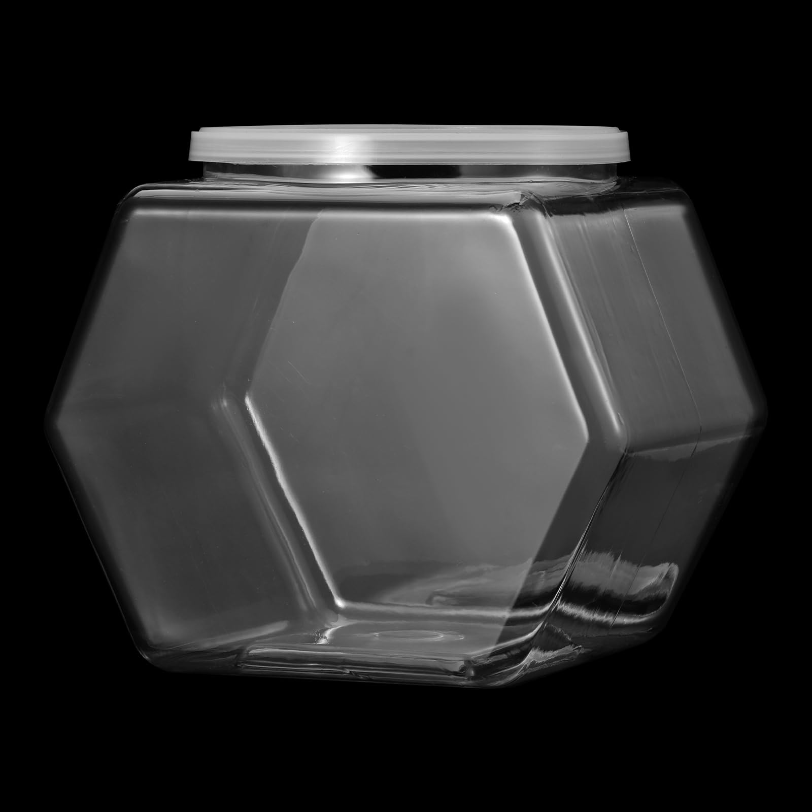 Photo 1 of 1 Piece Candy Jars Hexagon Plastic Jar 50 OZ Candy jars with lids Cookie Jar for Kitchen Clear Hexagonal Candies Containers for Snacks Candies Cookie Dog Treats Coffee Craft Sewing Supplies