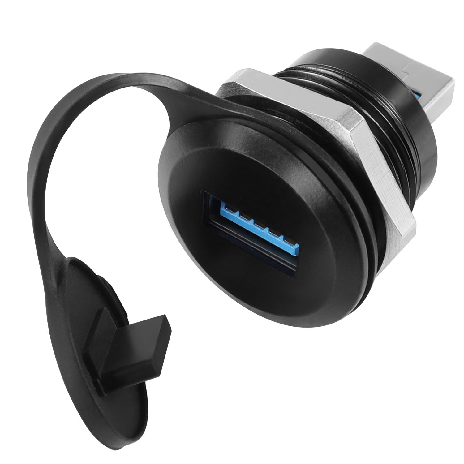 QIANRENON USB3.0 Male to Female Threaded Fixing Adapter 5Gbps Plug to Socket Round Waterproof Converter Data Connector Mount Socket for Data Transfer/Charging