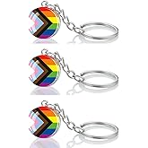 LLBFHH 3 Pcs Progress Rainbow Pride Flag Key Chain,Cool Keychain for Car Keys,Stainless Steel Keyrings & Keychains,Used for Home Decoration,Jewelry Hanging Decorations.