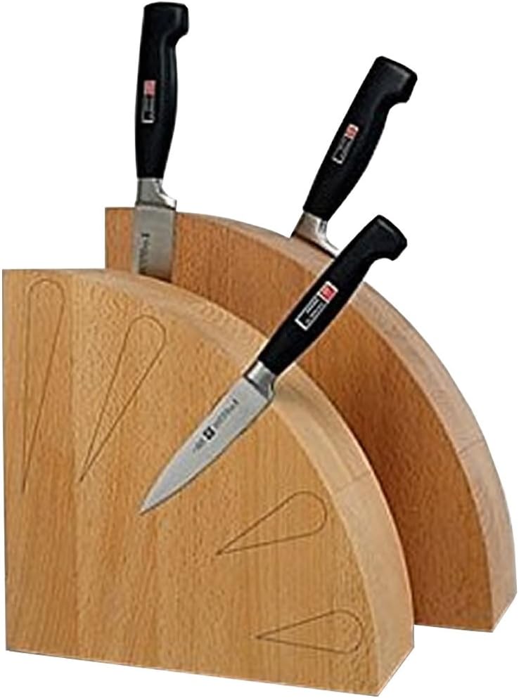 Magnabloc Magnetic Wooden Knife Block Large 21cm/8.3" Depth Solid European Beech Wood Contemporary Hygienic Universal Holder & Organiser for up to 10 Knives in Total (5 Per Side)