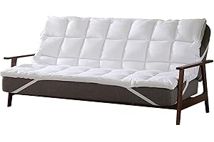 CirclesHome White Futon Mattress Toppers with Anti-Slip Anchors - Futon Cover Filled with Plush Down Alternative Fill - Full Size Futon Cover is Soft, Comfortable and Allergy Free (Size: 54 x 75 x 3)
