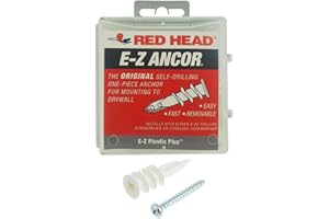 E-Z Ancor 25 Qty Red Head EZ Ancor Nylon Plastic Self Drilling Drywall Anchors with Screws,Up to 75 Lbs,EZP25,White