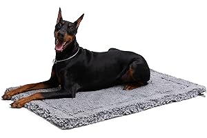 PELZIN Stoutwool Indestructible Dog Bed - Fluffy Chew Proof Dog Crate Pad - Tough Kennel Pad for Aggressive Chewers - Washable, Ideal for Large Breeds & Fits 42-Inch Crate - 41"x27", Charcoal