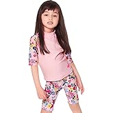 Julysand Toddler Girls Rash Guard Sets Pink Flowers Modest Swimwear Two Pieces Swimsuit UV Sun Protection Suit