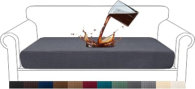 Granbest Water-Repellent Grey Sofa Seat Cushion Cover 3 Seater High Stretch